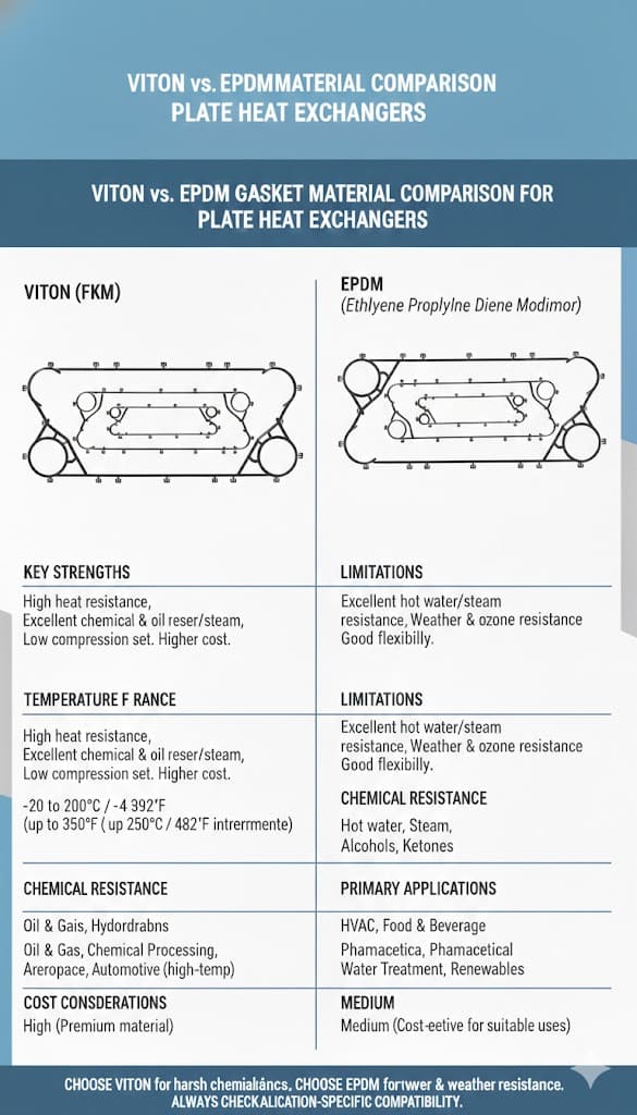 Viton vs EPDM Gasket Material Comparison for Plate Heat Exchanger